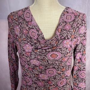 SIGRID OLSEN FLORAL PRINT SHIRT IN MAUVE/PINK SIZED M